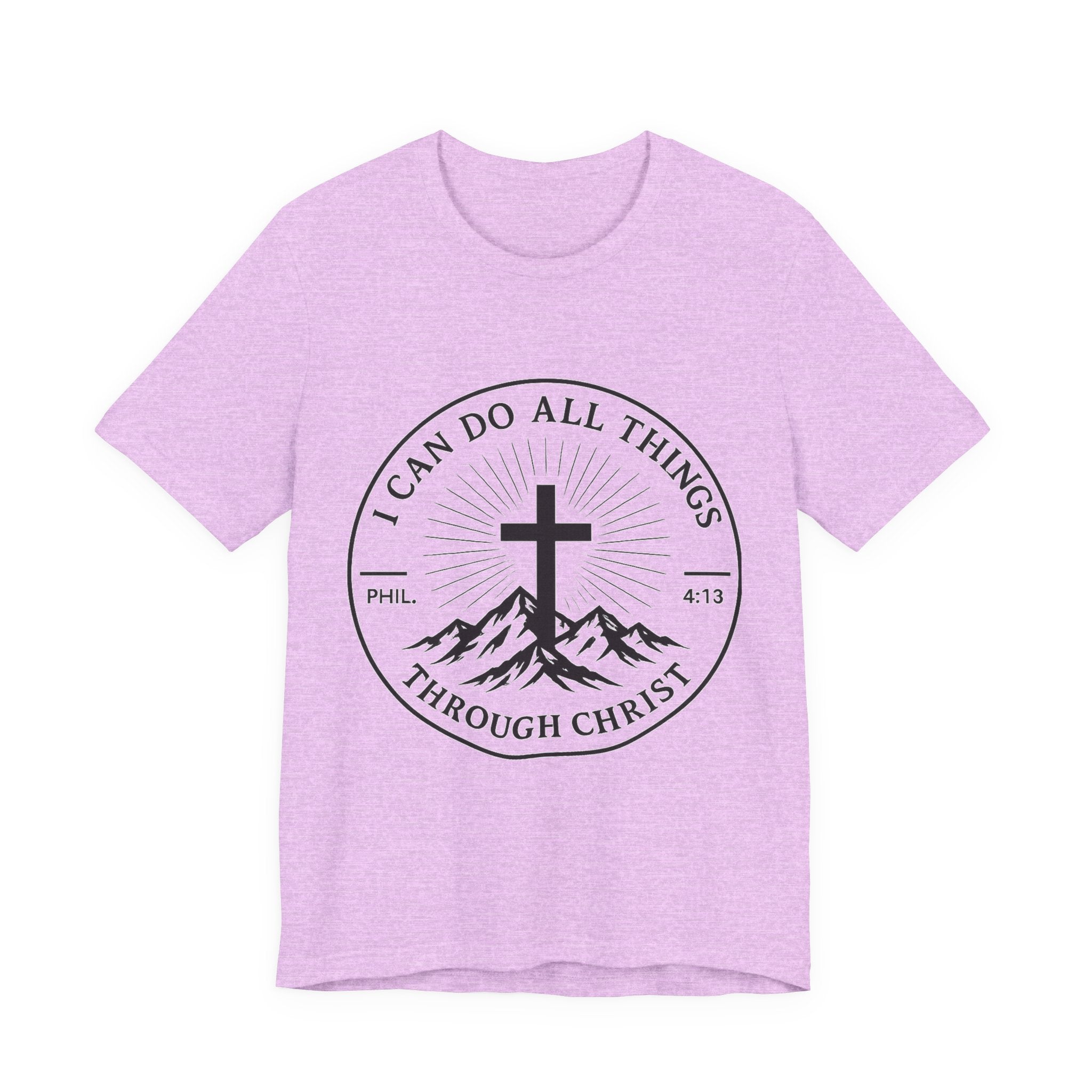 Christian Cross Tee - "I Can Do All Things Through Christ" Philippians 4:13 Faith T-Shirt
