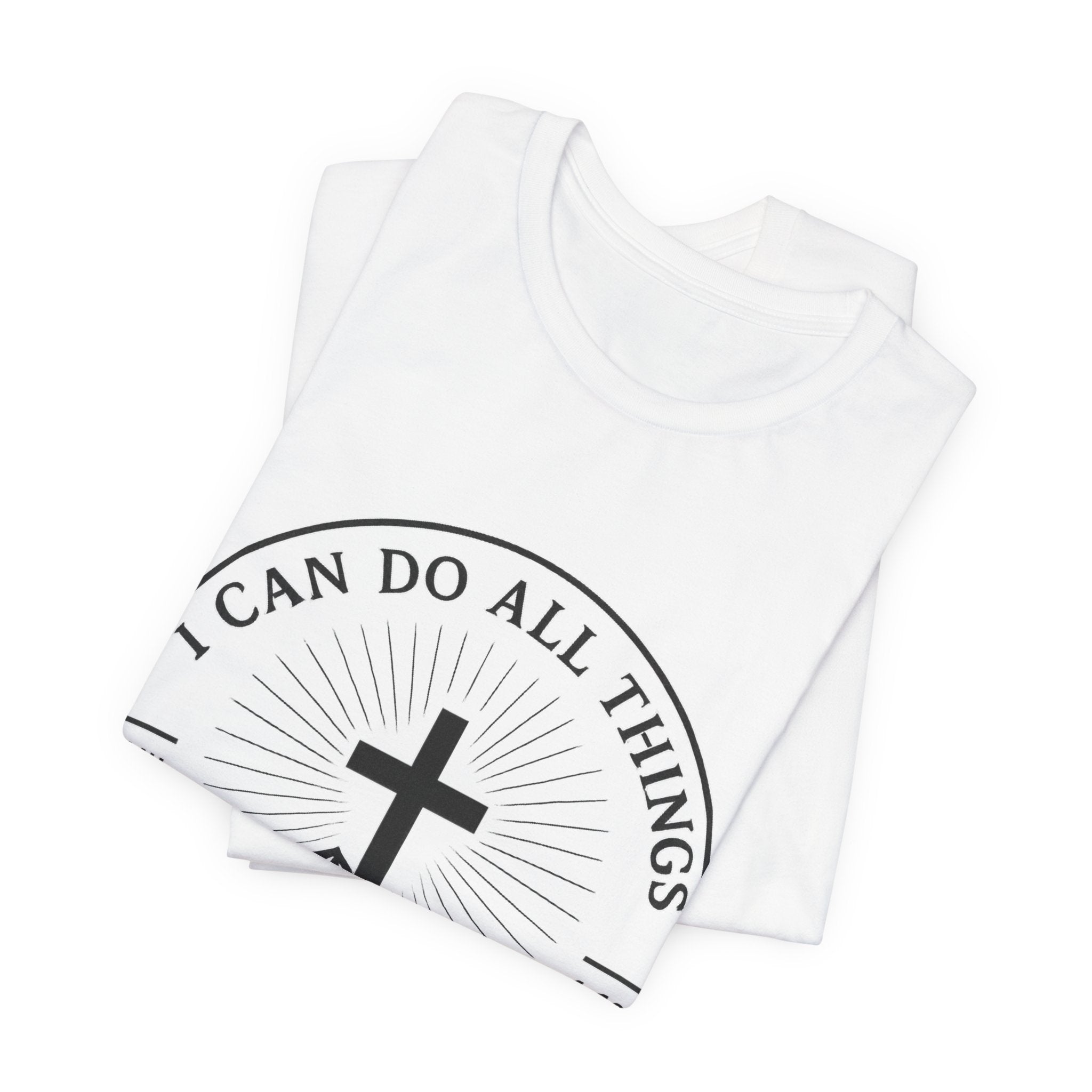 Christian Cross Tee - "I Can Do All Things Through Christ" Philippians 4:13 Faith T-Shirt