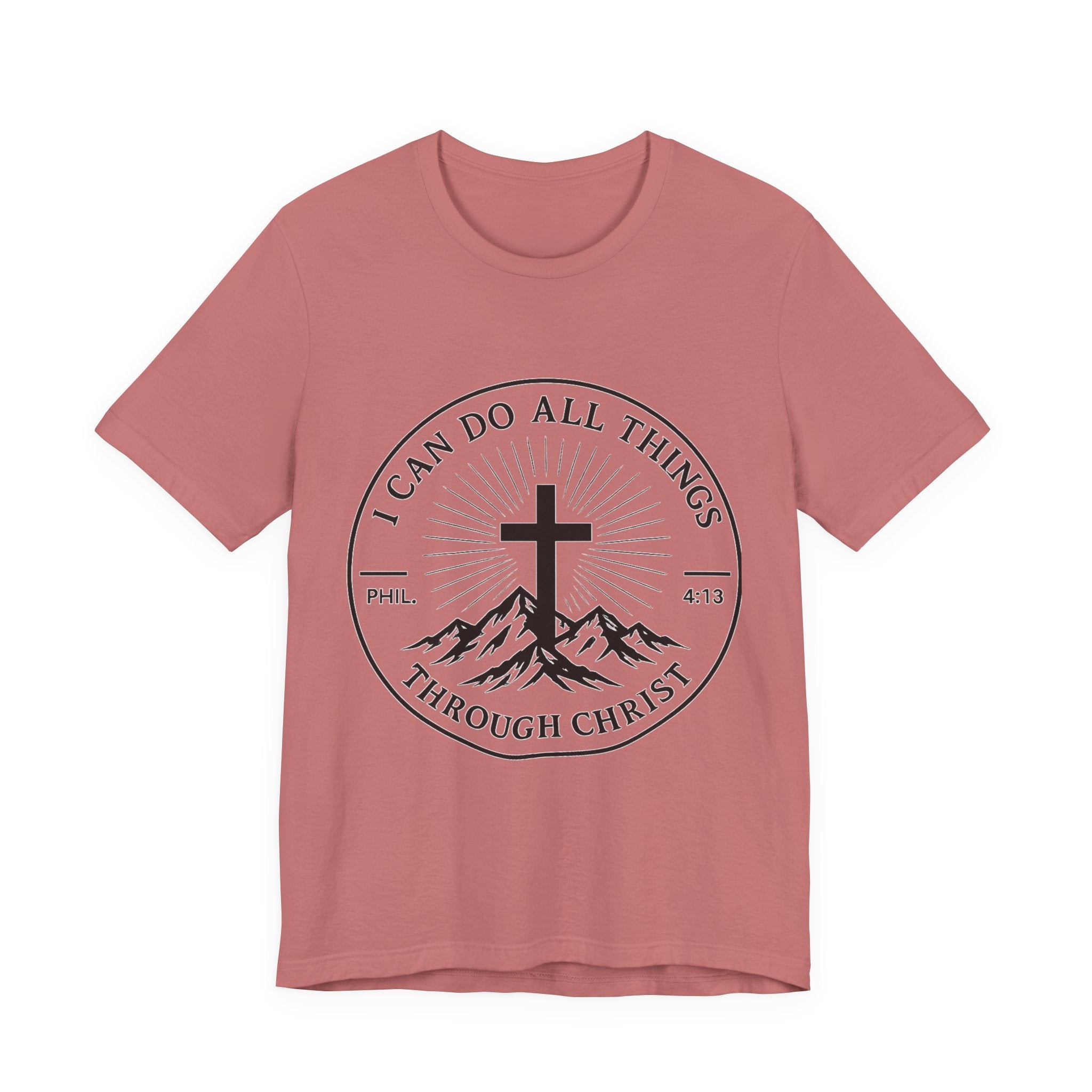 Christian Cross Tee - "I Can Do All Things Through Christ" Philippians 4:13 Faith T-Shirt