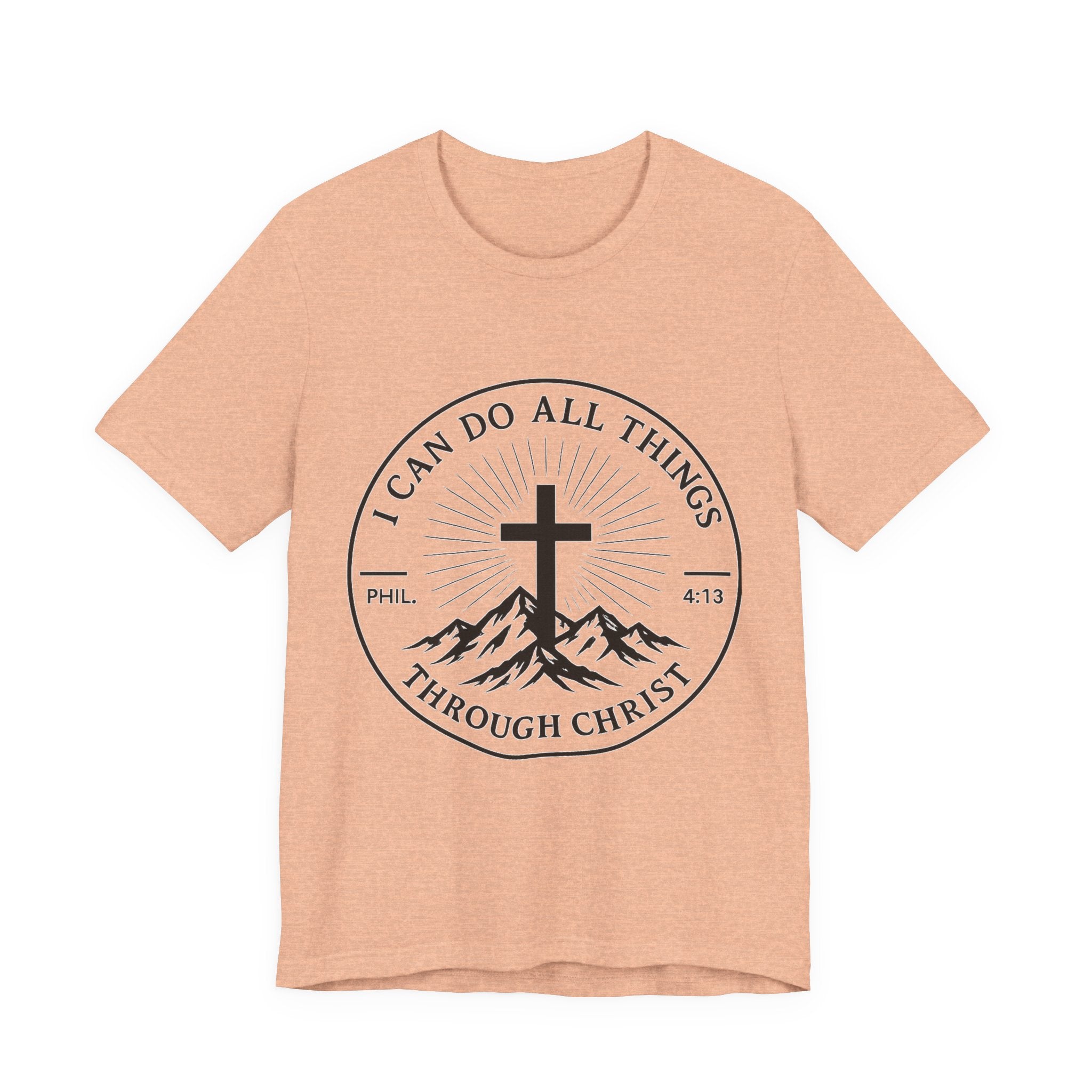 Christian Cross Tee - "I Can Do All Things Through Christ" Philippians 4:13 Faith T-Shirt
