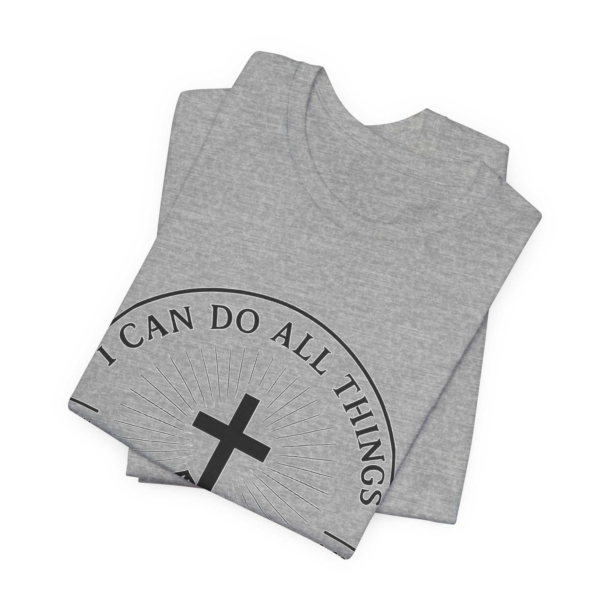 Christian Cross Tee - "I Can Do All Things Through Christ" Philippians 4:13 Faith T-Shirt