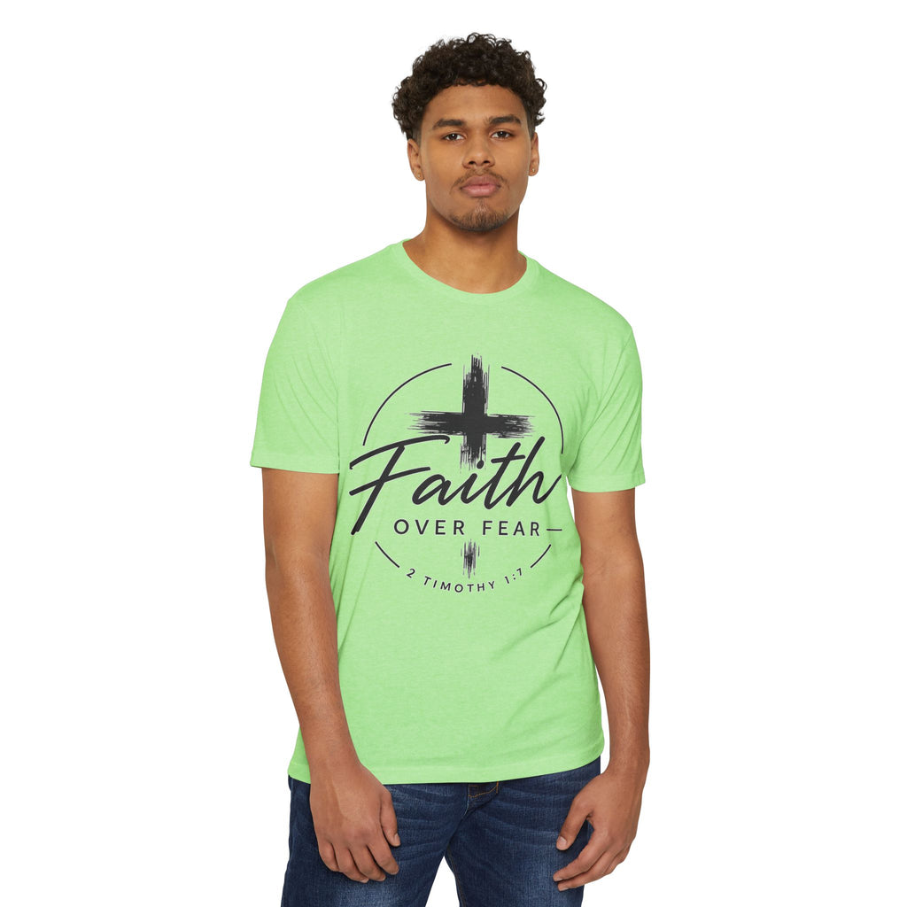 Faith Over Fear T-Shirt — Christian Cross 2 Timothy 1:7 Inspirational Tee