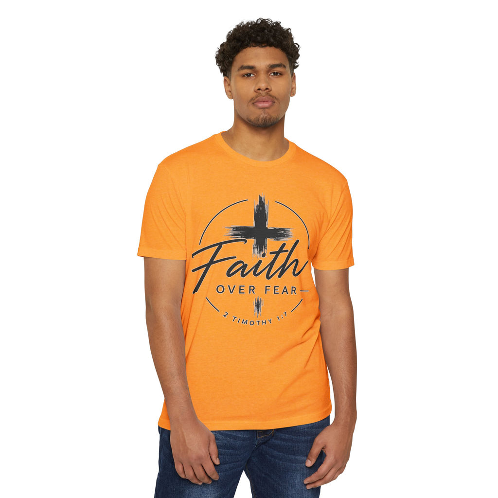 Faith Over Fear T-Shirt — Christian Cross 2 Timothy 1:7 Inspirational Tee