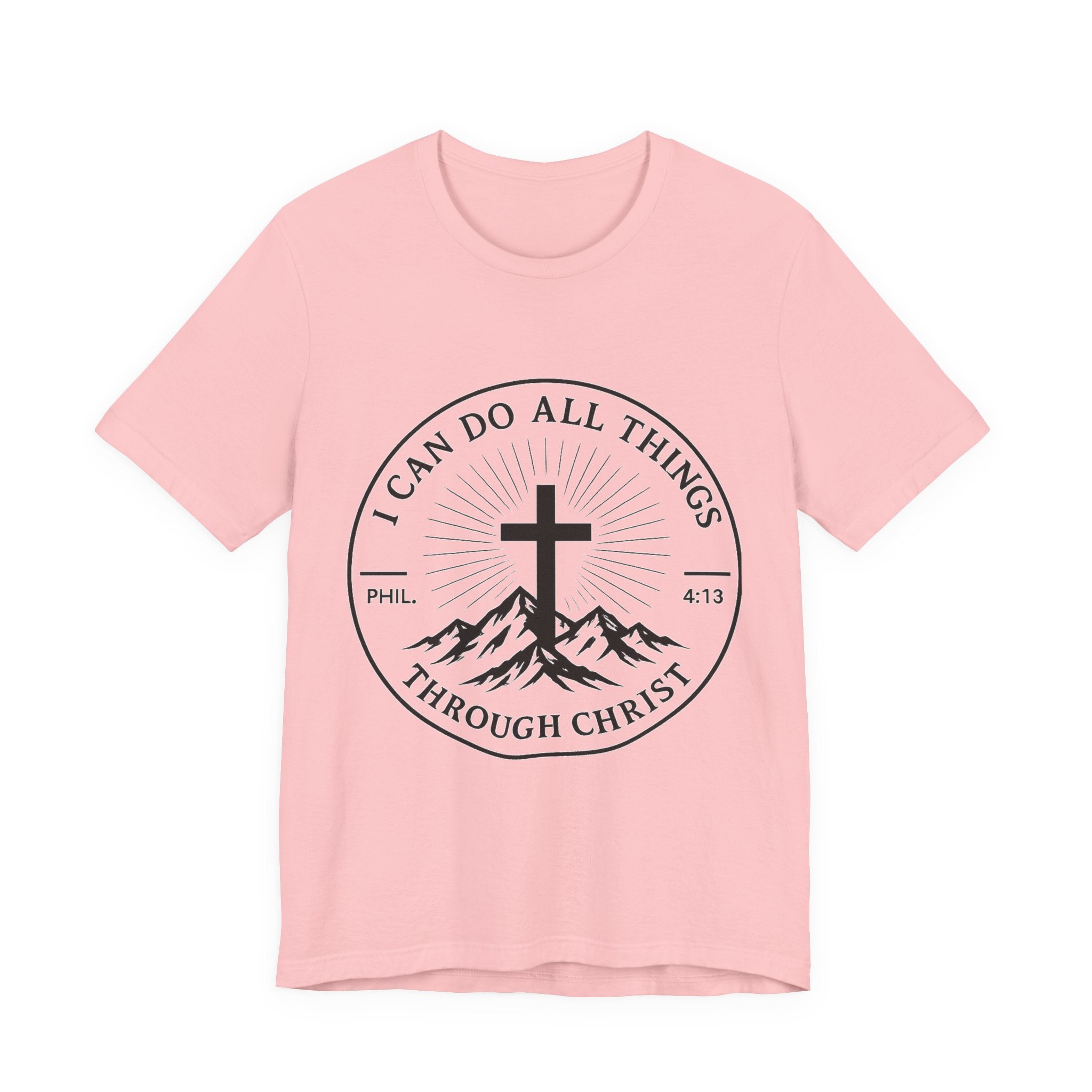 Christian Cross Tee - "I Can Do All Things Through Christ" Philippians 4:13 Faith T-Shirt