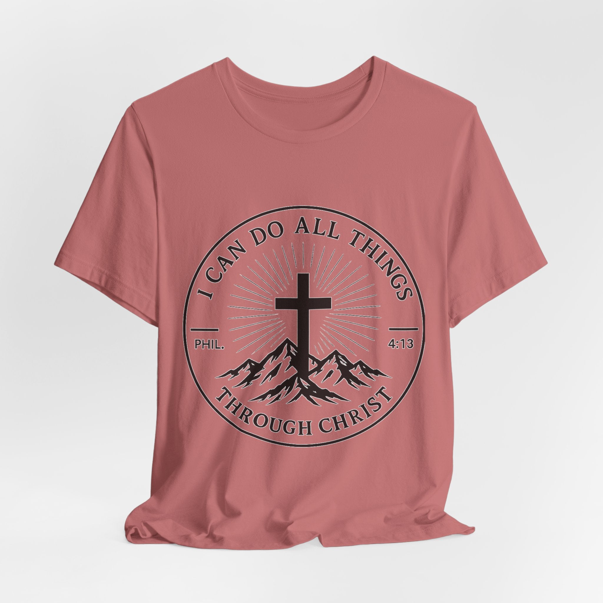 Christian Cross Tee - "I Can Do All Things Through Christ" Philippians 4:13 Faith T-Shirt
