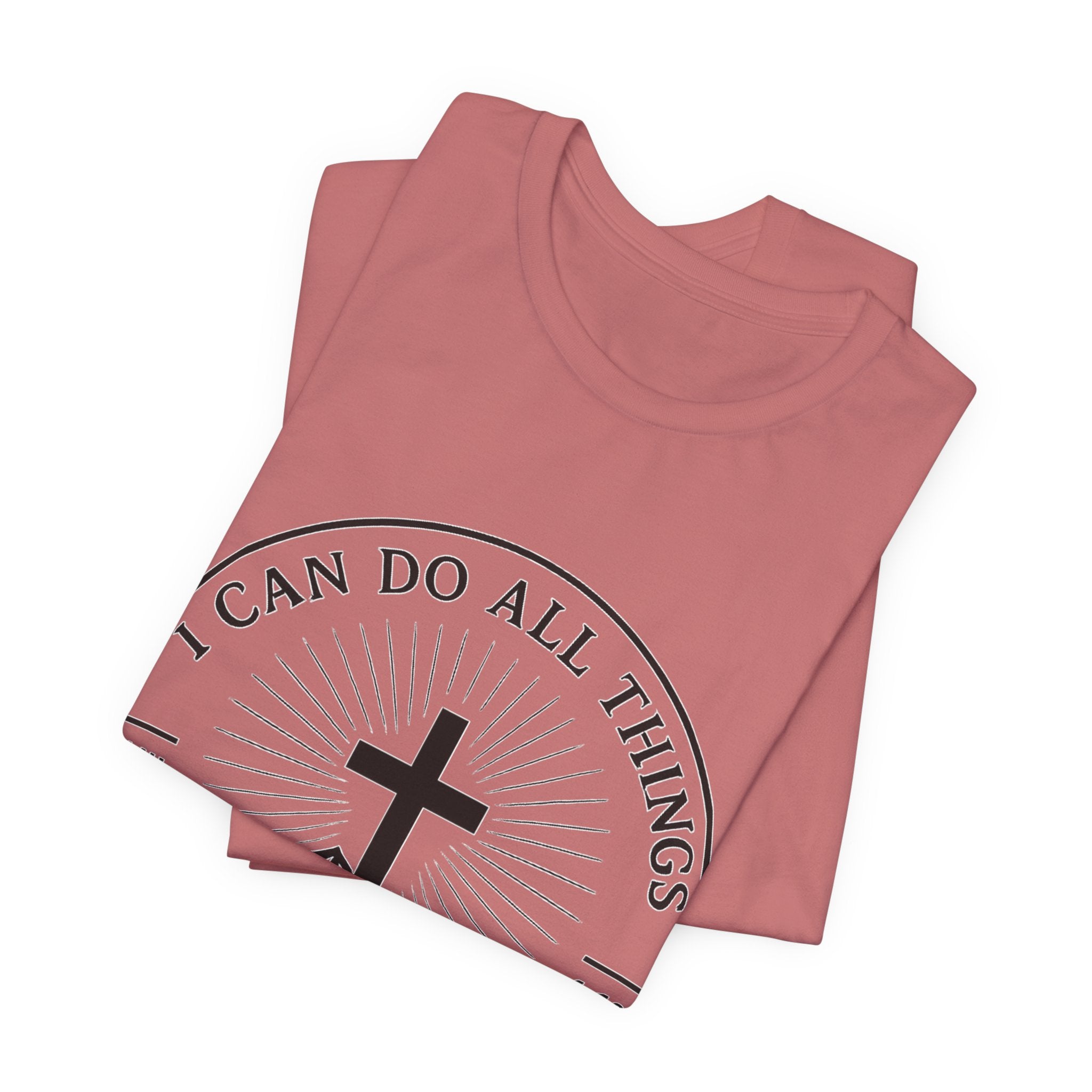 Christian Cross Tee - "I Can Do All Things Through Christ" Philippians 4:13 Faith T-Shirt