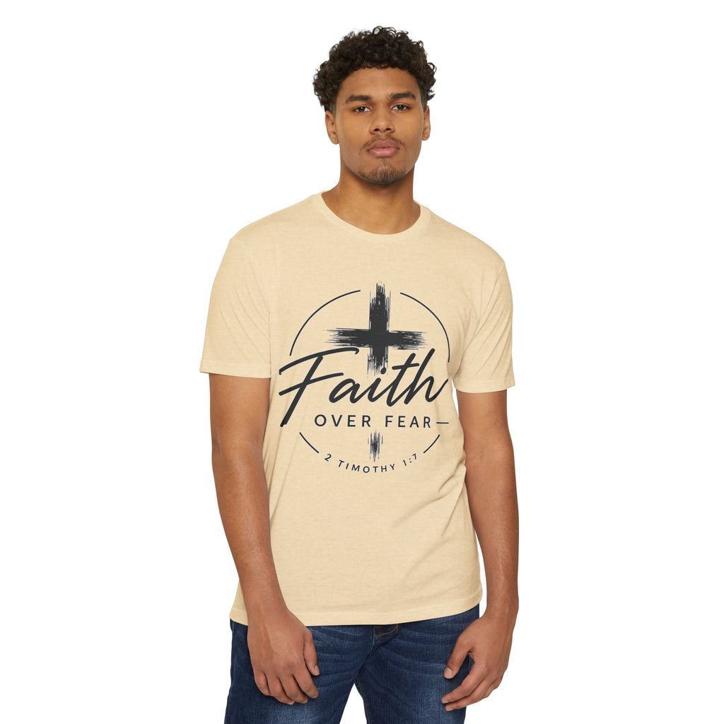 Faith Over Fear T-Shirt — Christian Cross 2 Timothy 1:7 Inspirational Tee