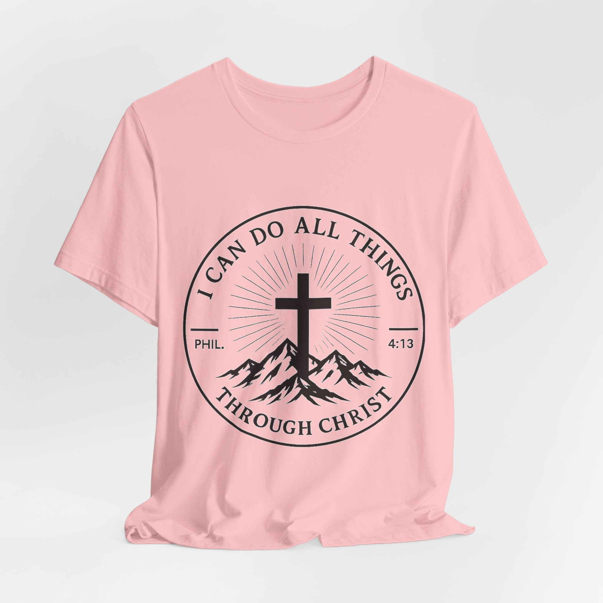 Christian Cross Tee - "I Can Do All Things Through Christ" Philippians 4:13 Faith T-Shirt