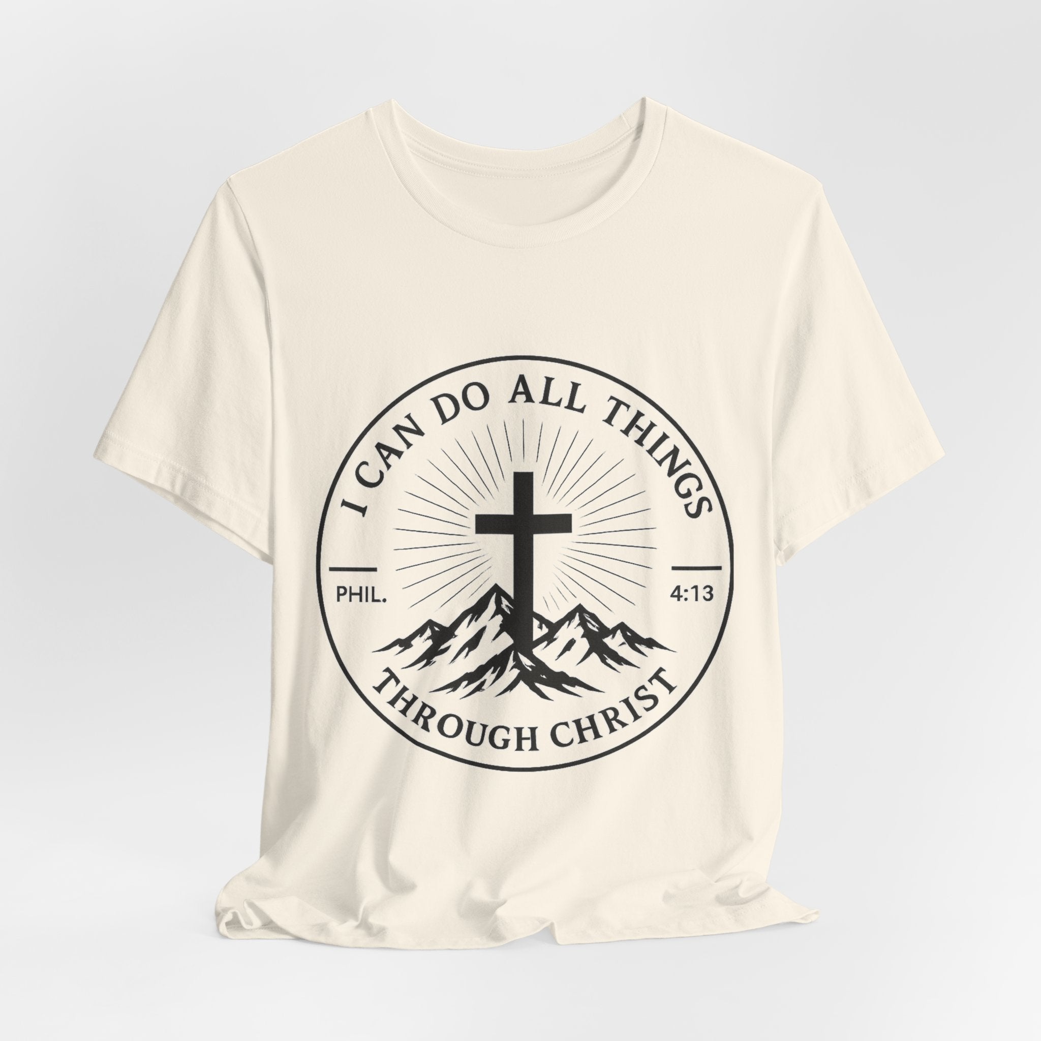 Christian Cross Tee - "I Can Do All Things Through Christ" Philippians 4:13 Faith T-Shirt