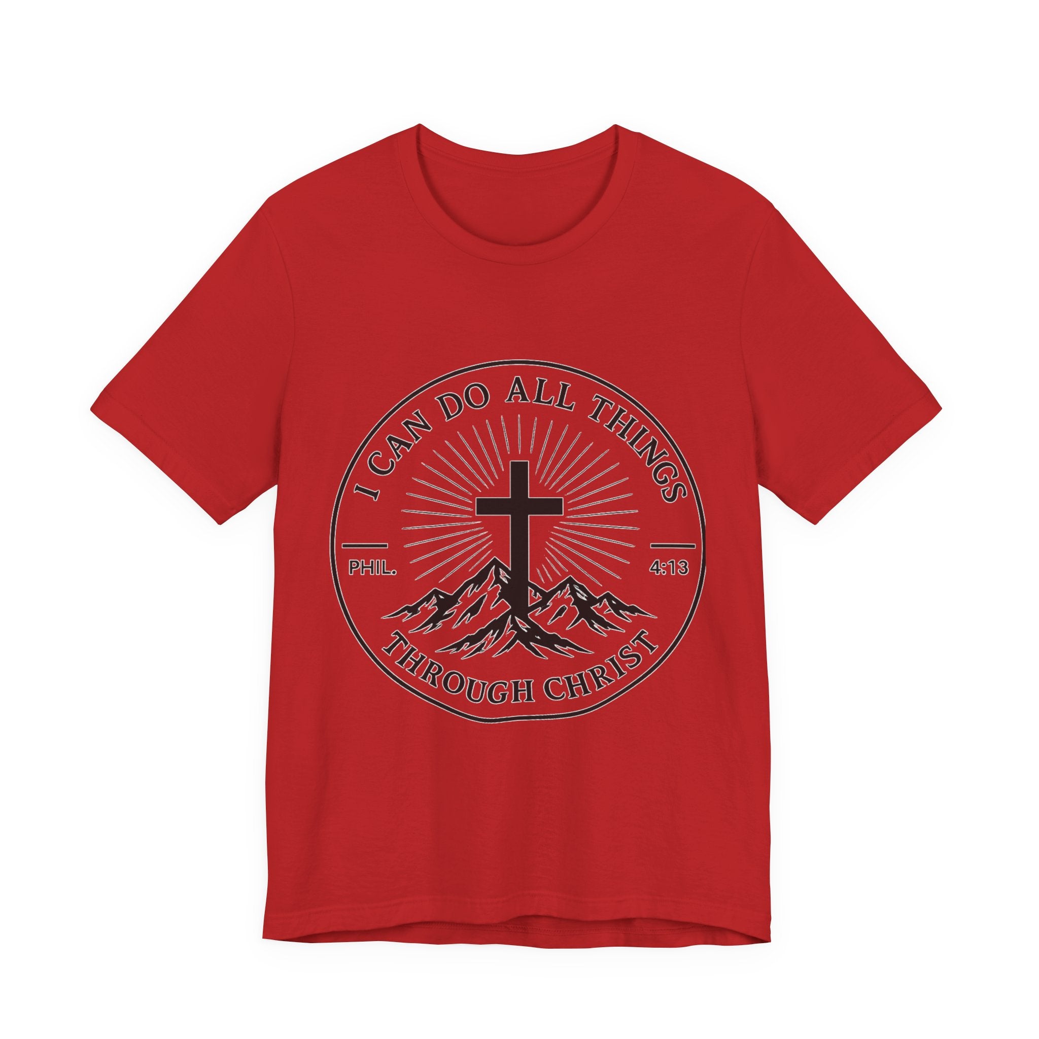 Christian Cross Tee - "I Can Do All Things Through Christ" Philippians 4:13 Faith T-Shirt