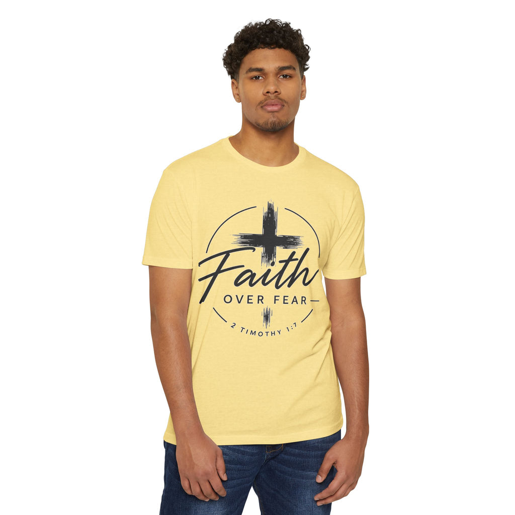 Faith Over Fear T-Shirt — Christian Cross 2 Timothy 1:7 Inspirational Tee