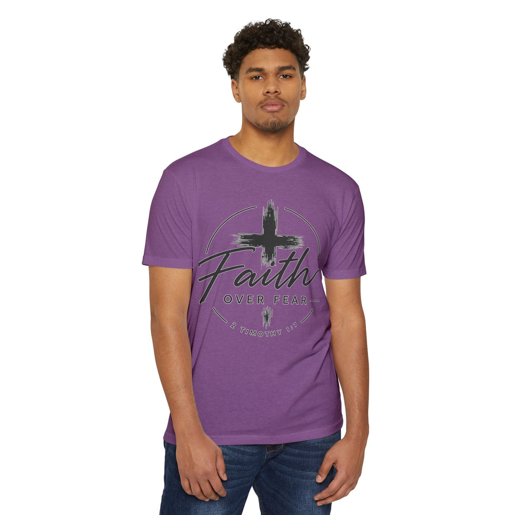Faith Over Fear T-Shirt — Christian Cross 2 Timothy 1:7 Inspirational Tee