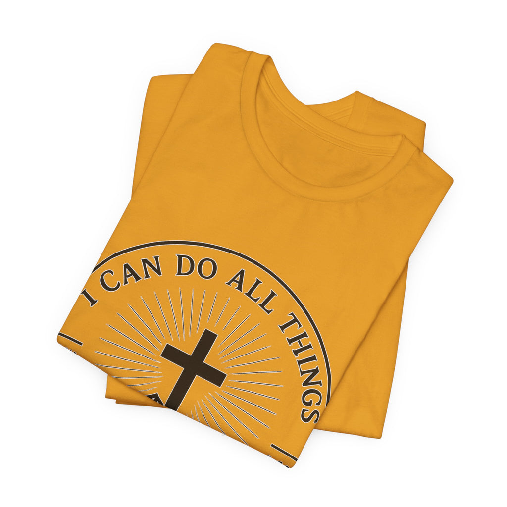 Christian Cross Tee - "I Can Do All Things Through Christ" Philippians 4:13 Faith T-Shirt