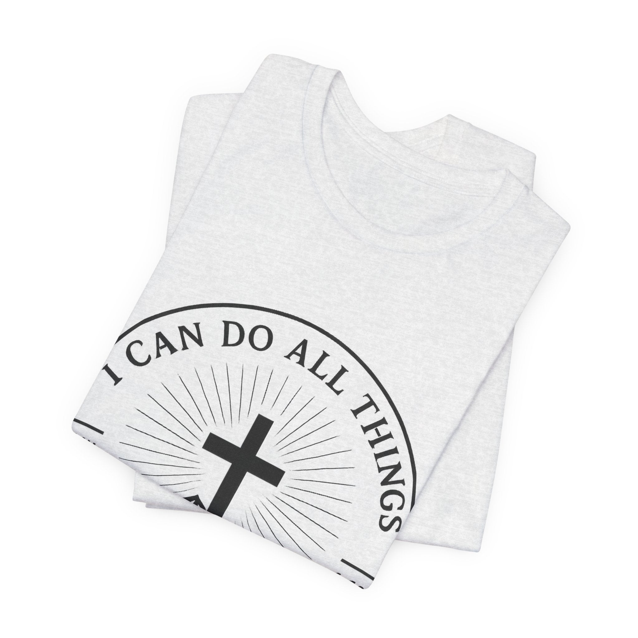 Christian Cross Tee - "I Can Do All Things Through Christ" Philippians 4:13 Faith T-Shirt